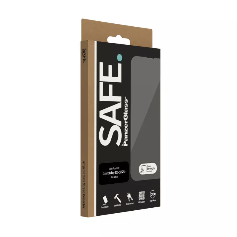 Proteção de ecrã PanzerGlass SAFE. da ® Samsung Galaxy S22 Plus S23 Plus Ultra-Wide Fit resistente a riscos e choques