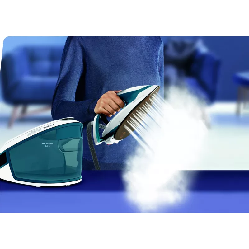 Ferro de engomar Tefal Express Power SV8111 1,8 l base Durilium AirGlide Autoclean azul, branco