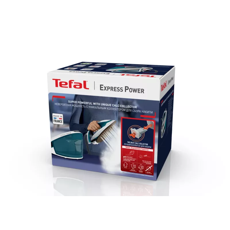 Ferro de engomar Tefal Express Power SV8111 1,8 l base Durilium AirGlide Autoclean azul, branco