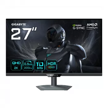 Monitor gaming GIGABYTE G27Q20 27 polegadas QHD – 2560 x 1440, 200 Hz, 0,5 ms, 350 cd/m², compatível com G-Sync, FreeSync Premium, HDR10, HDMI 2.0, DisplayPort 1.4