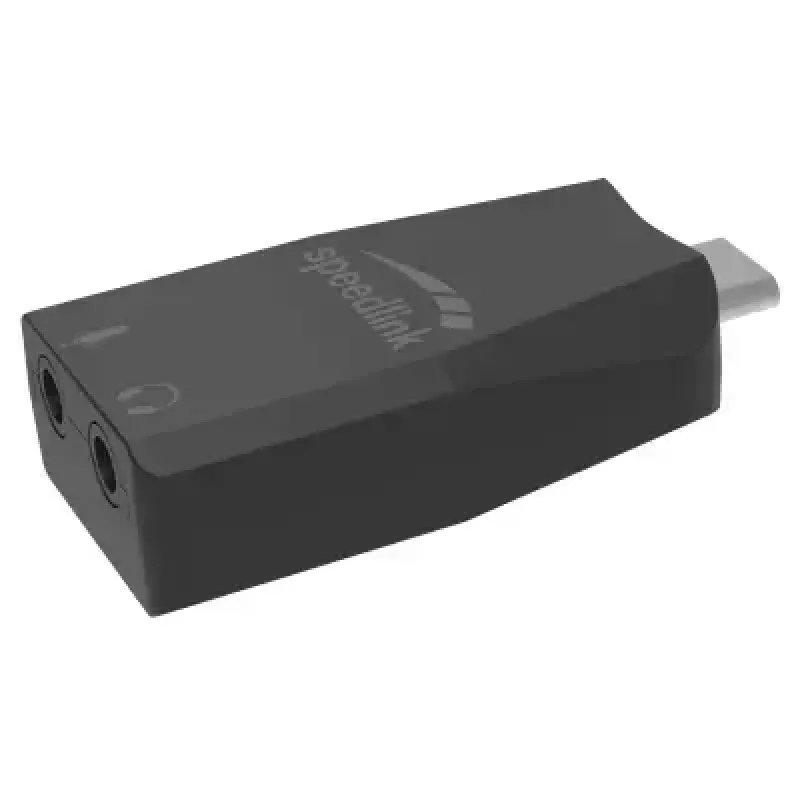 Adaptador de áudio externo USB Speedlink VIGO USB — interface USB, entrada de auscultadores 3,5 mm, preto, 8 g
