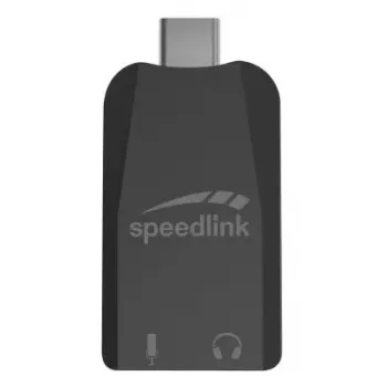 Adaptador de áudio externo USB Speedlink VIGO USB — interface USB, entrada de auscultadores 3,5 mm, preto, 8 g