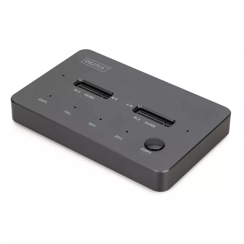 Estação de clonagem externa NVMe M.2 SSD DIGITUS DA-71545-1, USB 3.2 Gen 2 Type-C, suporta 2 unidades M.2, preto