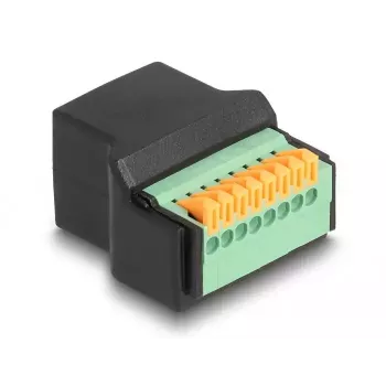 Adaptador DeLOCK de conector fêmea RJ45 para bloco de terminais preto verde 1 unid.