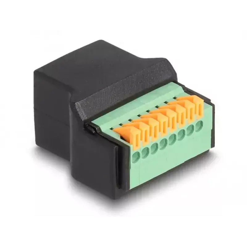 Adaptador DeLOCK de conector fêmea RJ45 para bloco de terminais preto verde 1 unid.