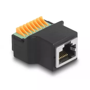 Adaptador DeLOCK de conector fêmea RJ45 para bloco de terminais preto verde 1 unid.