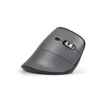 Rato BakkerElkhuizen FastForward Pro, destro, design vertical, ótico, RF Wireless + Bluetooth + USB Type-C, 5000 DPI, preto, cinzento