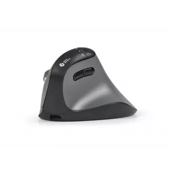 Rato BakkerElkhuizen FastForward Pro, destro, design vertical, ótico, RF Wireless + Bluetooth + USB Type-C, 5000 DPI, preto, cinzento