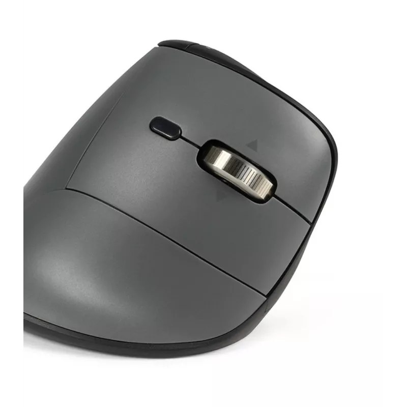Rato BakkerElkhuizen FastForward Pro, destro, design vertical, ótico, RF Wireless + Bluetooth + USB Type-C, 5000 DPI, preto, cinzento