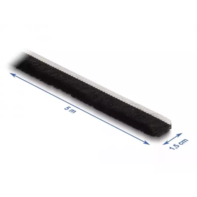 Régua de escovas autocolante DeLOCK 15 mm comprimento 5 m preto