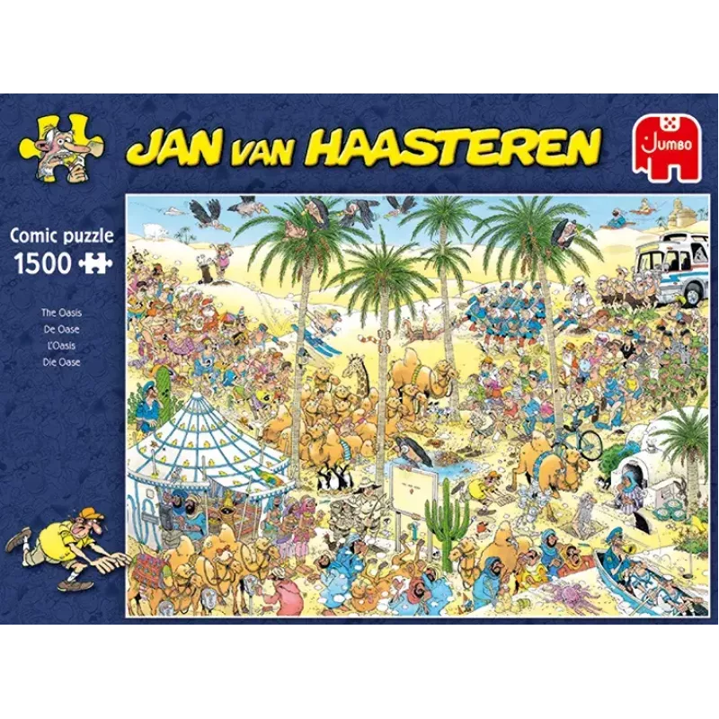 Puzzle Jumbo Jan van Haasteren O Oásis — 1500 peças, 900×600 mm