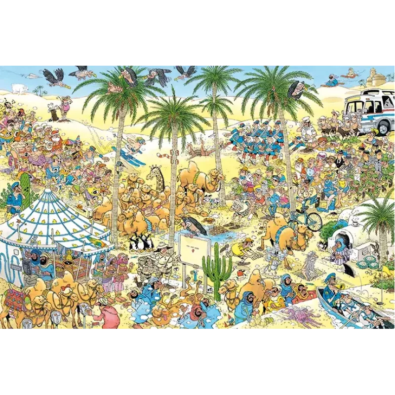 Puzzle Jumbo Jan van Haasteren O Oásis — 1500 peças, 900×600 mm