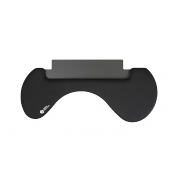 Apoio de antebraço BakkerElkhuizen ErgoSlider+ assimétrico, preto, cinzento-escuro, amarelo, aglomerado de partículas, plástico, poliuretano (PU), aço, fixação por aperto, Taiwan, 310 mm, 665 mm