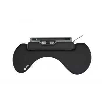 Apoio de antebraço BakkerElkhuizen ErgoSlider+ assimétrico, preto, cinzento-escuro, amarelo, aglomerado de partículas, plástico, poliuretano (PU), aço, fixação por aperto, Taiwan, 310 mm, 665 mm