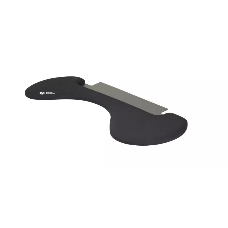 Apoio de antebraço BakkerElkhuizen ErgoSlider+ assimétrico, preto, cinzento-escuro, amarelo, aglomerado de partículas, plástico, poliuretano (PU), aço, fixação por aperto, Taiwan, 310 mm, 665 mm
