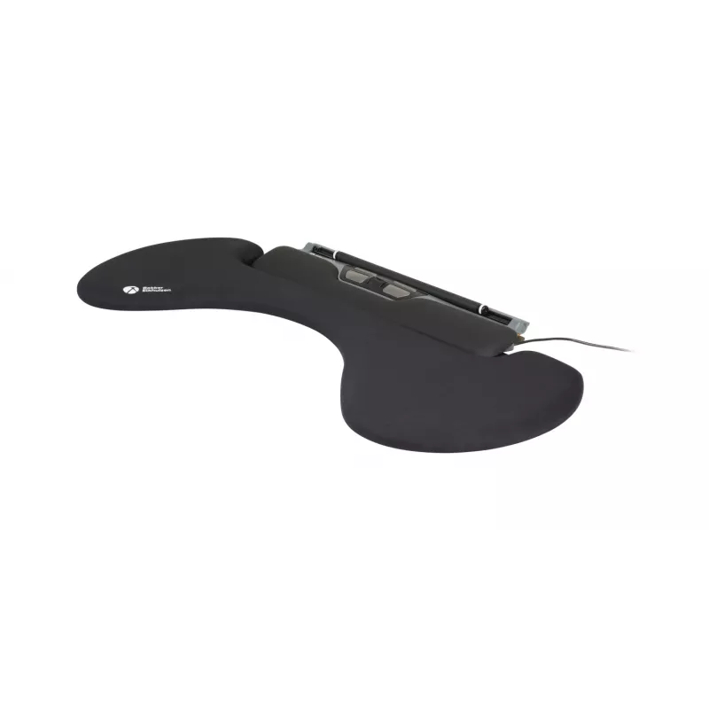 Apoio de antebraço BakkerElkhuizen ErgoSlider+ assimétrico, preto, cinzento-escuro, amarelo, aglomerado de partículas, plástico, poliuretano (PU), aço, fixação por aperto, Taiwan, 310 mm, 665 mm
