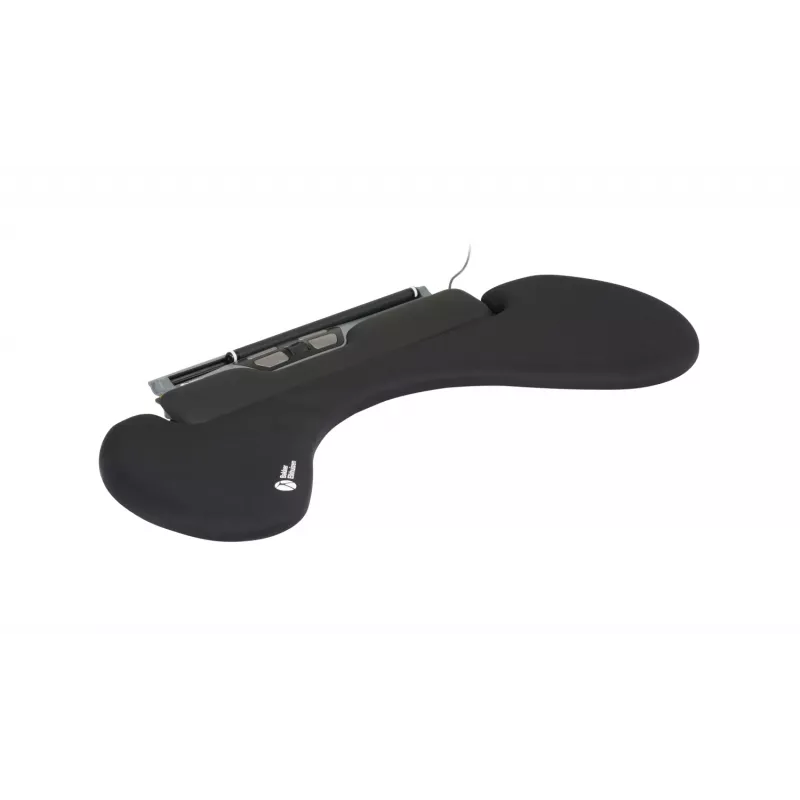 Apoio de antebraço BakkerElkhuizen ErgoSlider+ assimétrico, preto, cinzento-escuro, amarelo, aglomerado de partículas, plástico, poliuretano (PU), aço, fixação por aperto, Taiwan, 310 mm, 665 mm