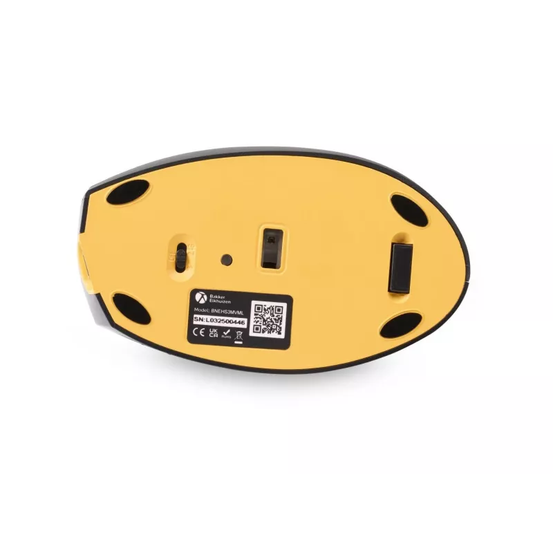 Rato BakkerElkhuizen Handshake esquerdo, para canhotos, design vertical, ótico, RF sem fios + Bluetooth + USB Type-C, 6400 DPI, preto, cinzento