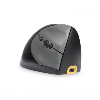 Rato BakkerElkhuizen Handshake direito, para destros, design vertical, ótico, RF sem fios + Bluetooth + USB Type-C, 6400 DPI, preto, cinzento