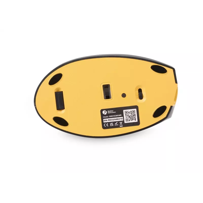 Rato BakkerElkhuizen Handshake direito, para destros, design vertical, ótico, RF sem fios + Bluetooth + USB Type-C, 6400 DPI, preto, cinzento