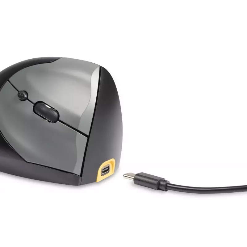 Rato BakkerElkhuizen Handshake direito, para destros, design vertical, ótico, RF sem fios + Bluetooth + USB Type-C, 6400 DPI, preto, cinzento