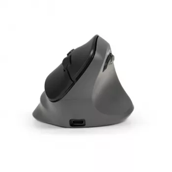Rato BakkerElkhuizen PRF Pro direito, para destros, design vertical, ótico, RF sem fios + Bluetooth + USB Type-C, 2400 DPI, preto, cinzento