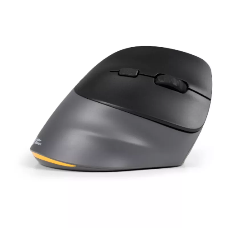 Rato BakkerElkhuizen PRF Pro direito, para destros, design vertical, ótico, RF sem fios + Bluetooth + USB Type-C, 2400 DPI, preto, cinzento
