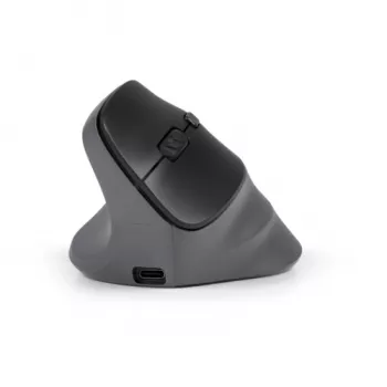 Rato BakkerElkhuizen PRF Pro esquerdo, para canhotos, design vertical, ótico, RF sem fios + Bluetooth + USB Type-C, 2400 DPI, preto, cinzento