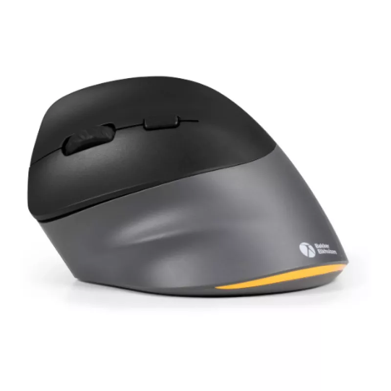 Rato BakkerElkhuizen PRF Pro esquerdo, para canhotos, design vertical, ótico, RF sem fios + Bluetooth + USB Type-C, 2400 DPI, preto, cinzento