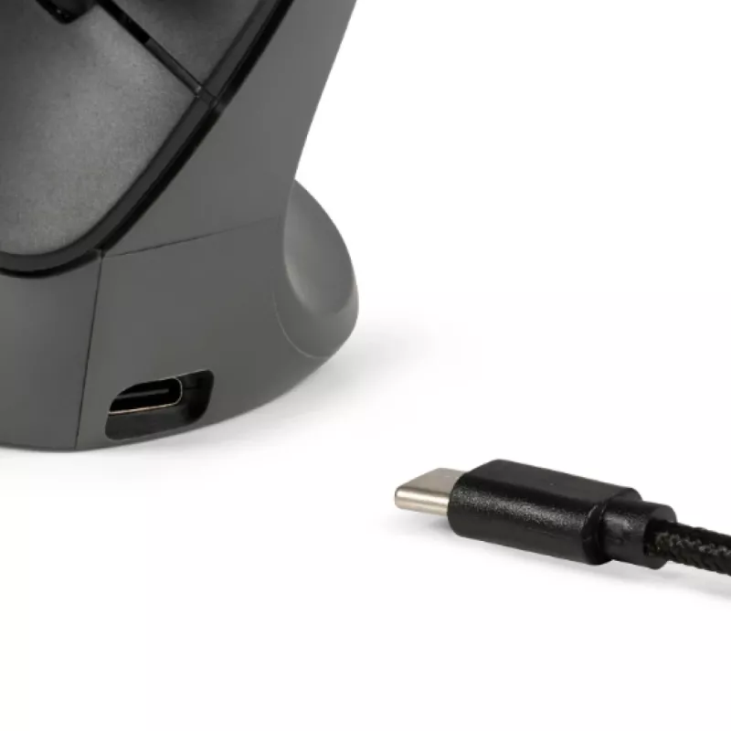 Rato BakkerElkhuizen PRF Pro esquerdo, para canhotos, design vertical, ótico, RF sem fios + Bluetooth + USB Type-C, 2400 DPI, preto, cinzento