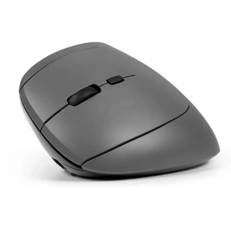 Rato BakkerElkhuizen MidWay esquerdo, para canhotos, design vertical, ótico, RF sem fios + Bluetooth + USB Type-C, 2400 DPI, cinzento, preto