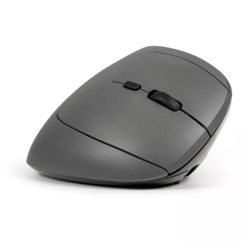 Rato BakkerElkhuizen MidWay direito, para destros, design vertical, ótico, RF sem fios + Bluetooth + USB Type-C, 2400 DPI, cinzento, preto