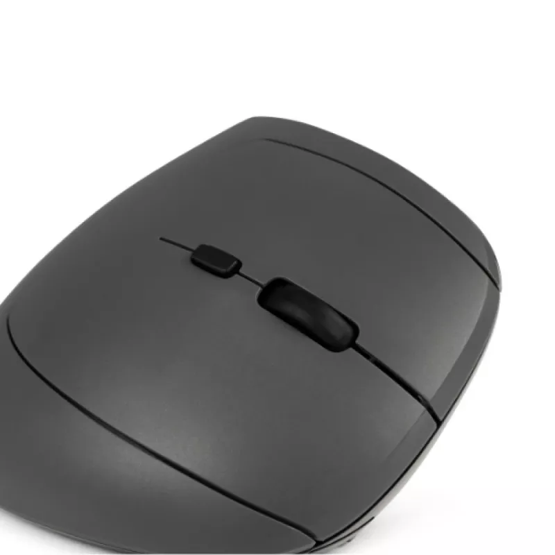 Rato BakkerElkhuizen MidWay direito, para destros, design vertical, ótico, RF sem fios + Bluetooth + USB Type-C, 2400 DPI, cinzento, preto