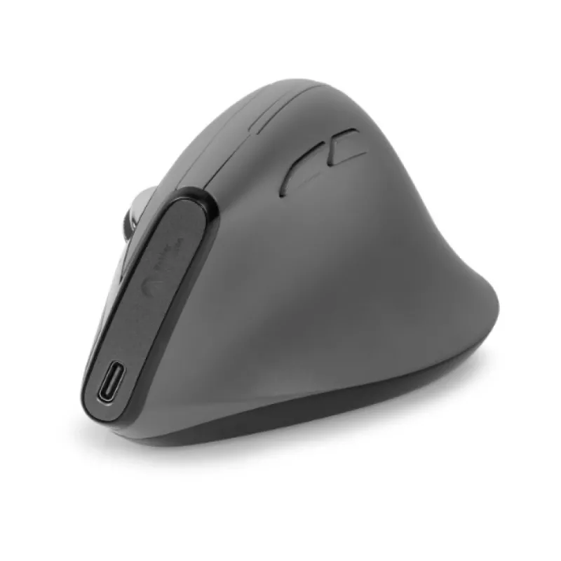 Rato BakkerElkhuizen Grip Pro, para destros, design vertical, ótico, RF sem fios, 2400 DPI, cinzento, preto, amarelo