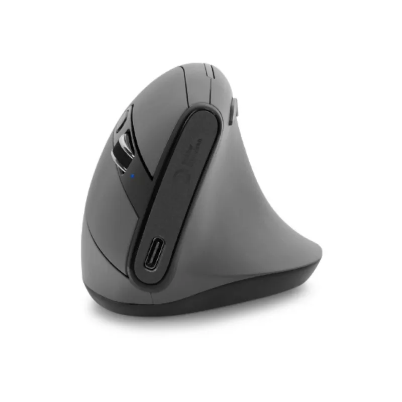 Rato BakkerElkhuizen Grip Pro, para destros, design vertical, ótico, RF sem fios, 2400 DPI, cinzento, preto, amarelo