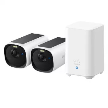 Câmara de segurança IP Bullet Anker Eufy eufyCam E40 Kit de 2 câmaras com HomeBase S280, exterior, 2688×1520 px, campo de visão de 130°, montagem na parede
