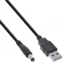 Cabo adaptador de alimentação USB-DC InLine, ficha USB-A para ficha oca DC 5,5x2,10mm, preto, 1m
