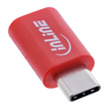 Adaptador de mudança de sexo InLine 31650 – USB-C para USB-C, vermelho, 0,003 kg