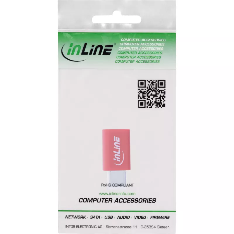 Adaptador de mudança de sexo InLine 31650 – USB-C para USB-C, vermelho, 0,003 kg