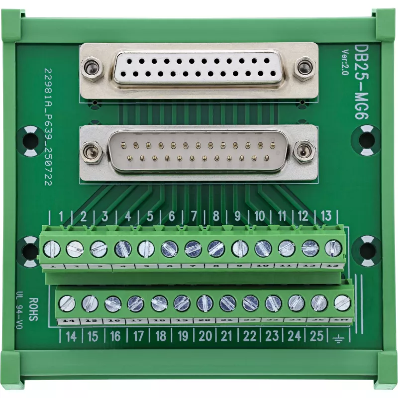 InLine 92502G Conector de cabos bloco de terminais / D-Sub 25 verde