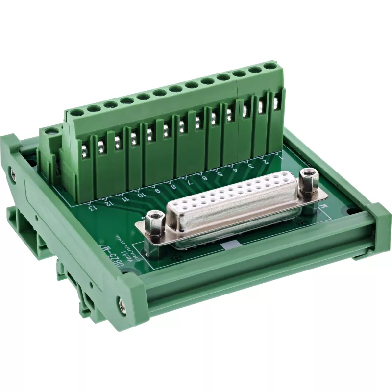 InLine 92502H Conector de cabos bloco de terminais / D-Sub 25 verde