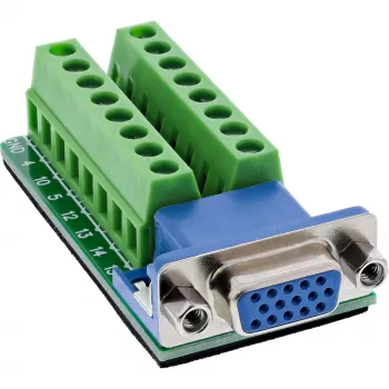 InLine 92503A Conector de fios bloco de terminais, VGA (HD15) azul, verde