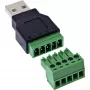 InLine 92504A Conector de cabos USB-A / bloco de terminais, 5 pinos preto, verde