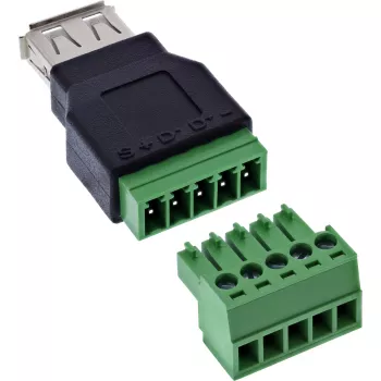 InLine 92504B Conector de fios USB-A / bloco de terminais, 5 pinos preto, verde