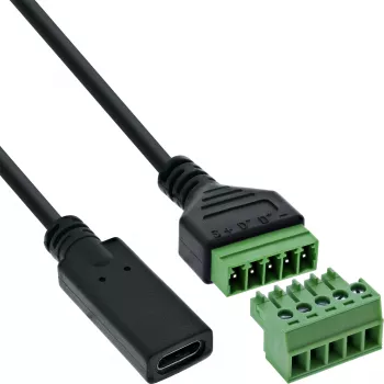 InLine 92504F Adaptador de cabo USB-C / bloco de terminais, 5 pinos preto, verde