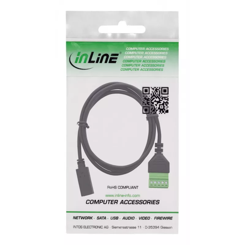 InLine 92504F Adaptador de cabo USB-C / bloco de terminais, 5 pinos preto, verde