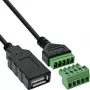 InLine 92504H Conector de fios USB-A / bloco de terminais, 5 pinos preto, verde