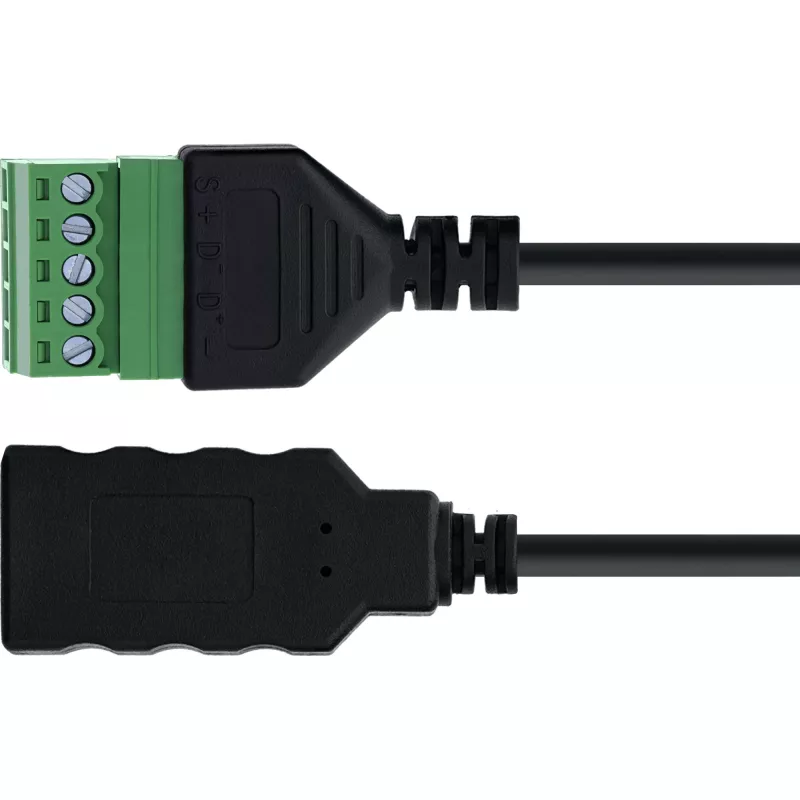 InLine 92504H Conector de fios USB-A / bloco de terminais, 5 pinos preto, verde