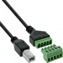 InLine 92504I Conector de cabos USB-B / bloco de terminais, 5 polos, preto, verde