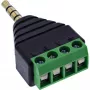 InLine 92504J Conector de cabos ficha jack TRRS de 3,5 mm 4 polos / bloco de terminais 4 ligações, preto, verde